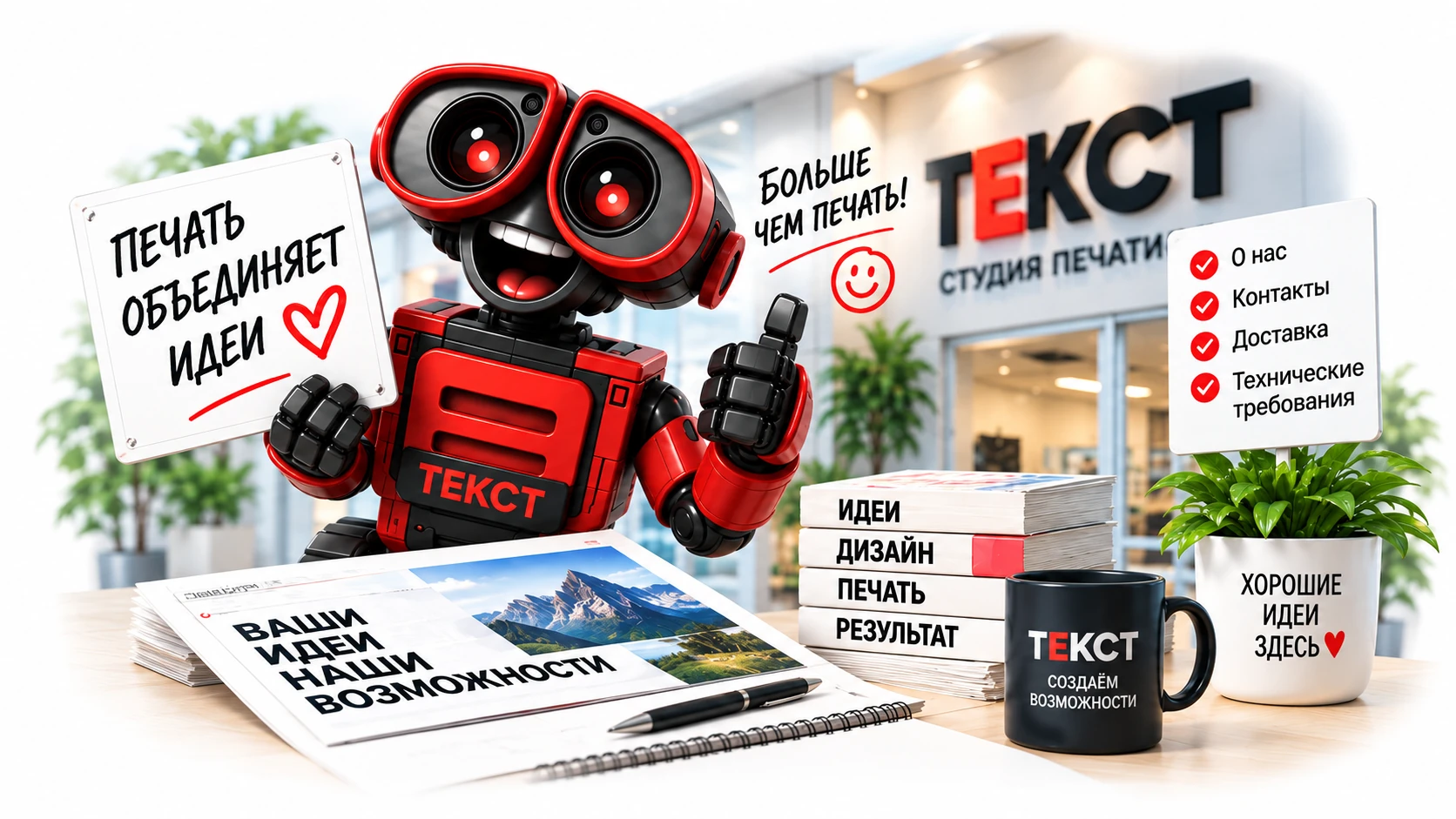 Робот студии ТЕКСТ — Знакомьтесь: студия печати ТЕКСТ