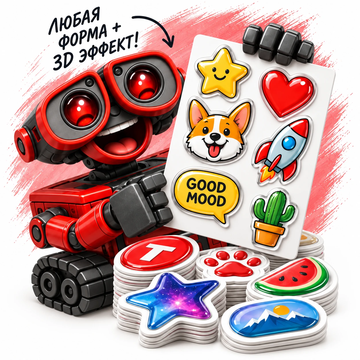 Фигурные 3D-стикеры