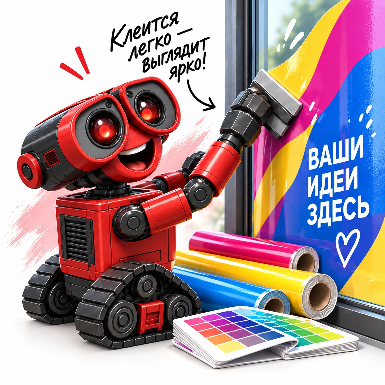 Робот ТЕКСТ: Печать на самоклеящейся пленке